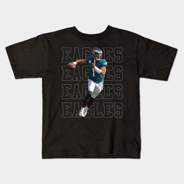 jalen hurts street wear Kids T-Shirt by sungchengjie_art